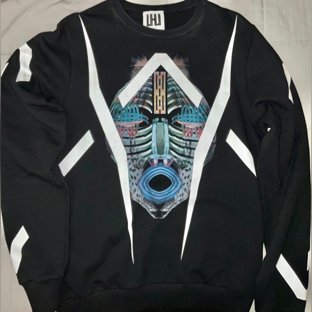 Urban Les Hommes Black Graphic Sweater Men’s Medium Modern Streetwear Knit